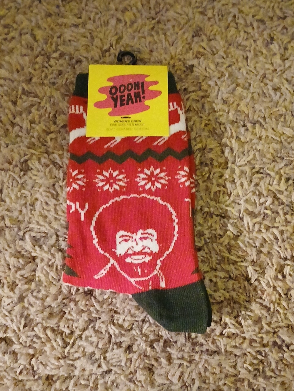 Women's Red Novelty Crew Socks with Holiday Design
